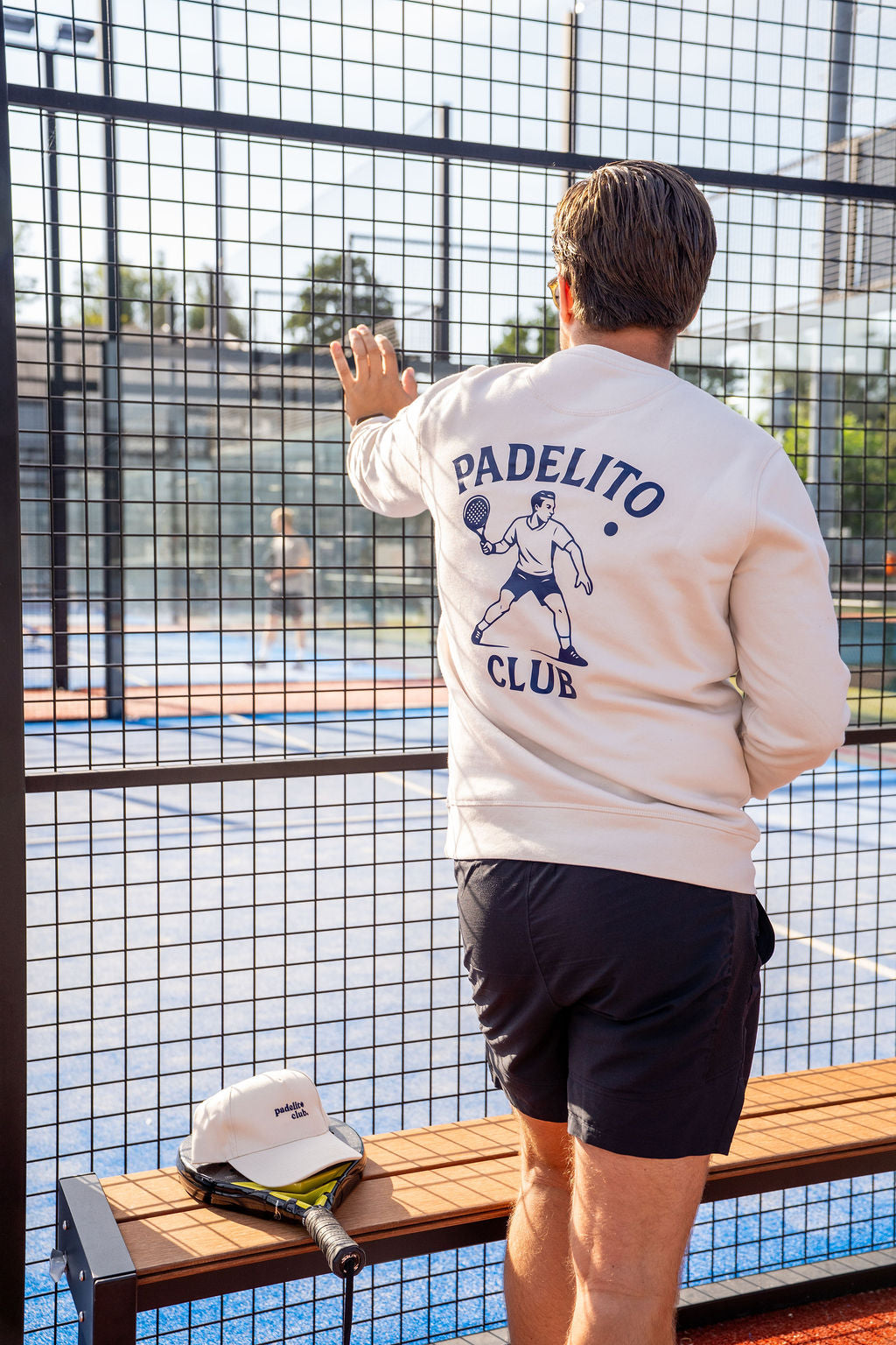 Heavy basic padelsweater met opdruk, warme trui voor sport en vrije tijd.